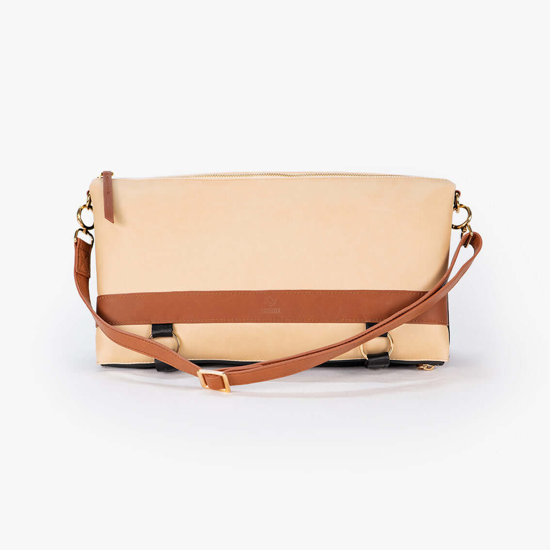 DAKOTA 3 in 1 Convertible Backpack Purse in Sand with Burnt Sienna accents, showcasing its elegant design and detachable accessories.