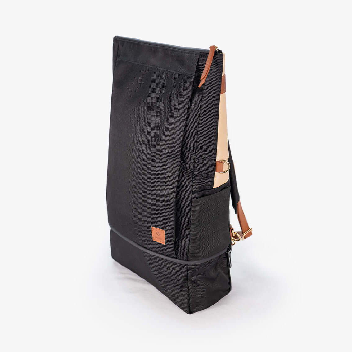 DAKOTA 3 in 1 Convertible Backpack Purse in Sand with Burnt Sienna accents, showcasing its elegant design and detachable accessories.