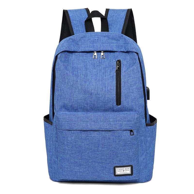 Fashion Business Backpack made of durable Oxford cloth with USB charging interface, featuring a zipper opening and spacious compartments.