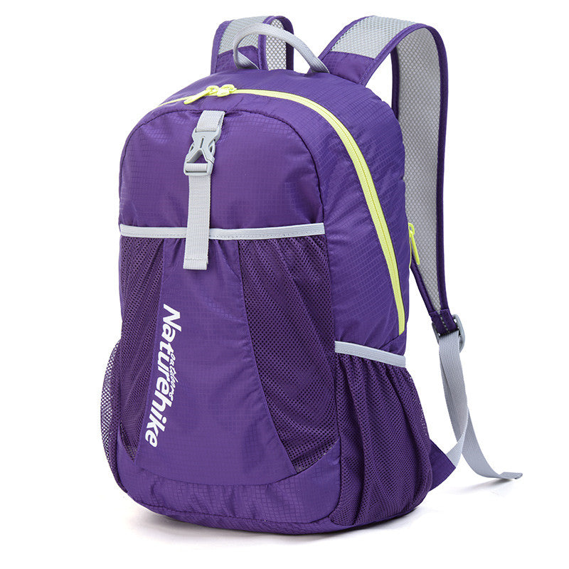 Foldable Outdoor Portable Hiking Backpack in a vibrant color, showcasing its lightweight nylon material and adjustable straps, ideal for hiking and outdoor activities.