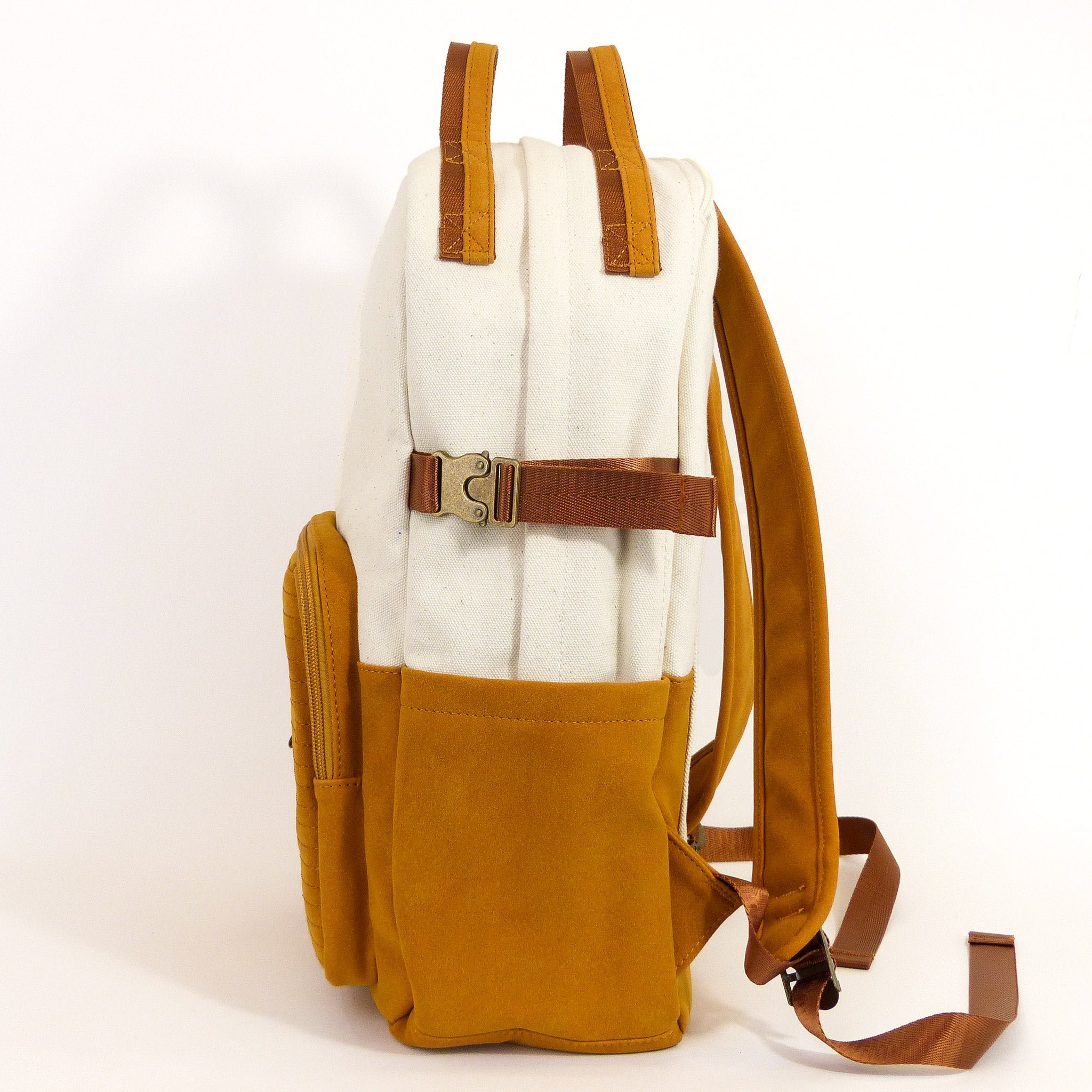 Good To Go Backpack in Bliss Curry/Cream, featuring a stylish design with multiple pockets and a padded laptop compartment.