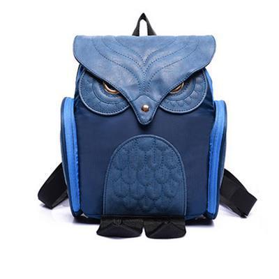 High Quality Cartoon Stitching Owl Shape Backpack in vibrant colors, featuring a cute owl design, made from durable nylon material.