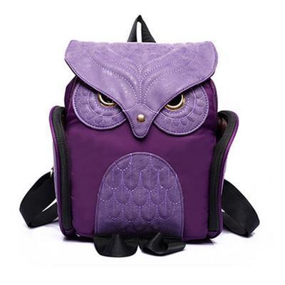 High Quality Cartoon Stitching Owl Shape Backpack in vibrant colors, featuring a cute owl design, made from durable nylon material.