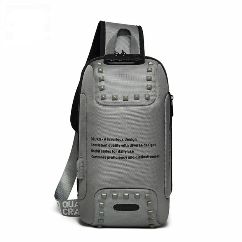 High Quality Fabric Multifunctional Men's Crossbody Bag in black, showcasing adjustable strap and spacious interior.