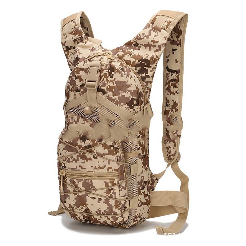 High Quality Outdoor Multi-function Mountaineering Backpack in camouflage pattern, showcasing its durable Oxford material and compact design.