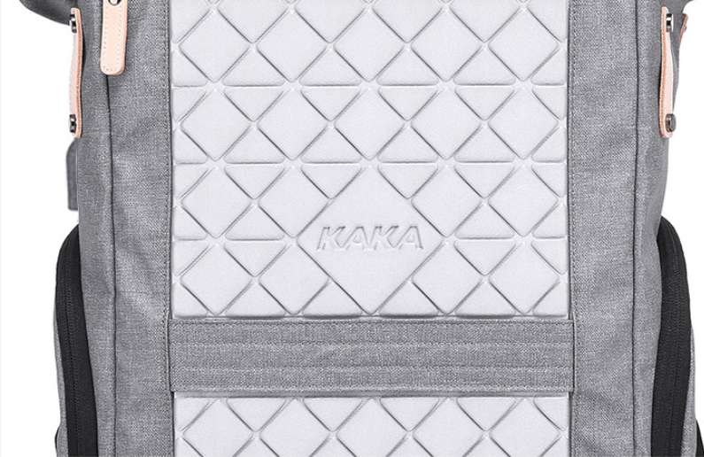 High Quality Oxford Cloth Backpack featuring a USB charging port, available in Elite Gray, Plaid Gray, and Fashion Blue.