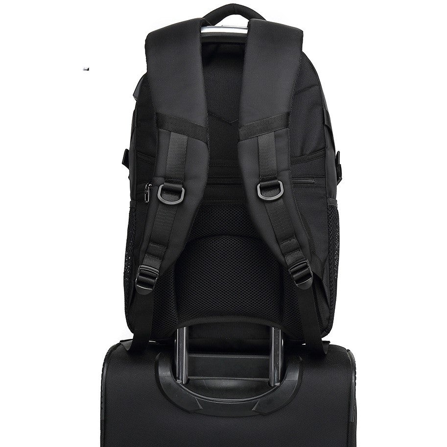 High Quality Travel Leisure Business Computer Backpack made of durable Oxford cloth, featuring a sleek design with double shoulder straps and a soft handle.