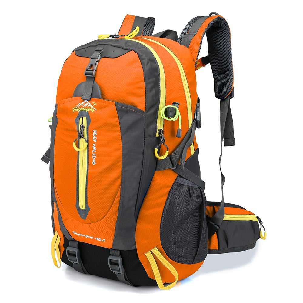 A durable nylon hiking backpack designed for outdoor sports, featuring a spacious interior and adjustable straps for comfort.
