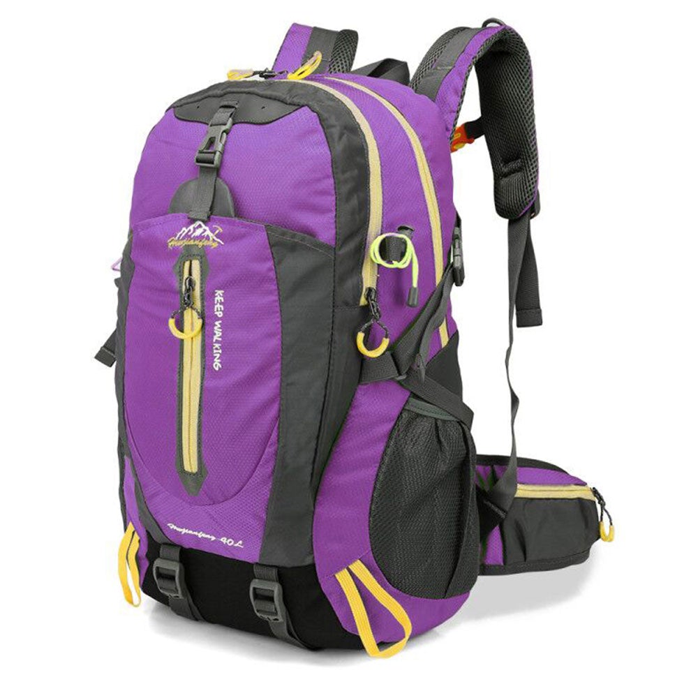 A durable nylon hiking backpack designed for outdoor sports, featuring a spacious interior and adjustable straps for comfort.