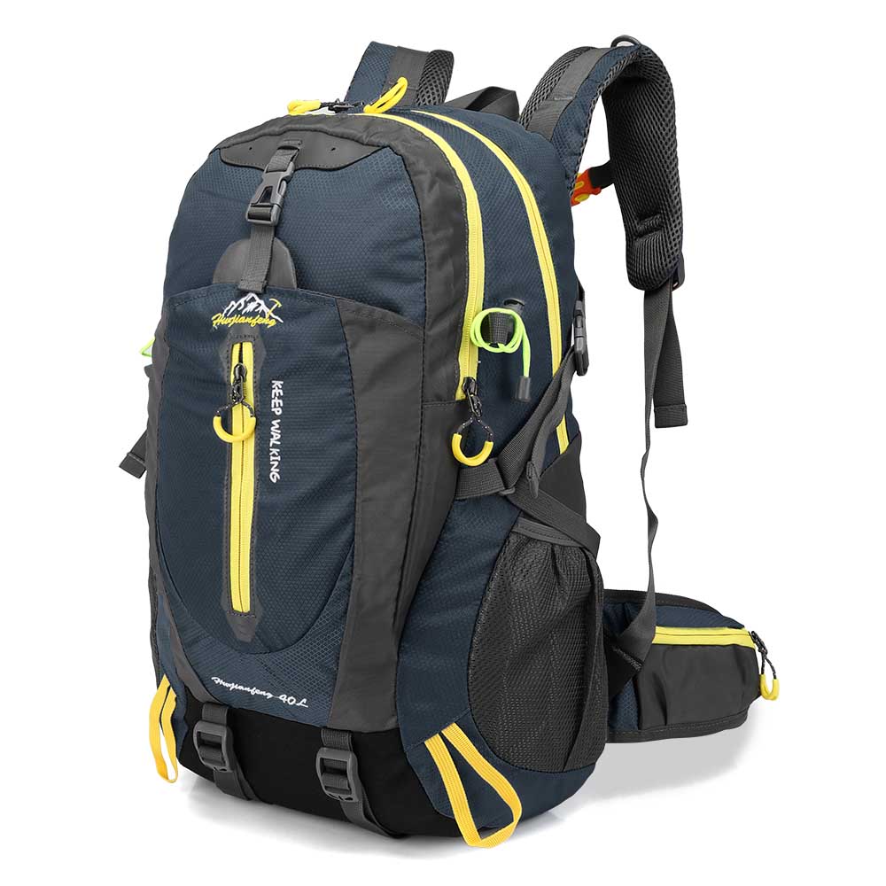 A durable nylon hiking backpack designed for outdoor sports, featuring a spacious interior and adjustable straps for comfort.