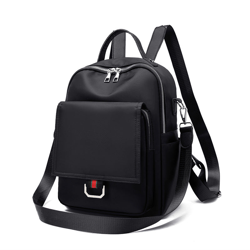 Ladies Oxford Cloth Korean Leisure Multifunctional Backpack in stylish color contrast, featuring three shoulder straps and a soft handle.