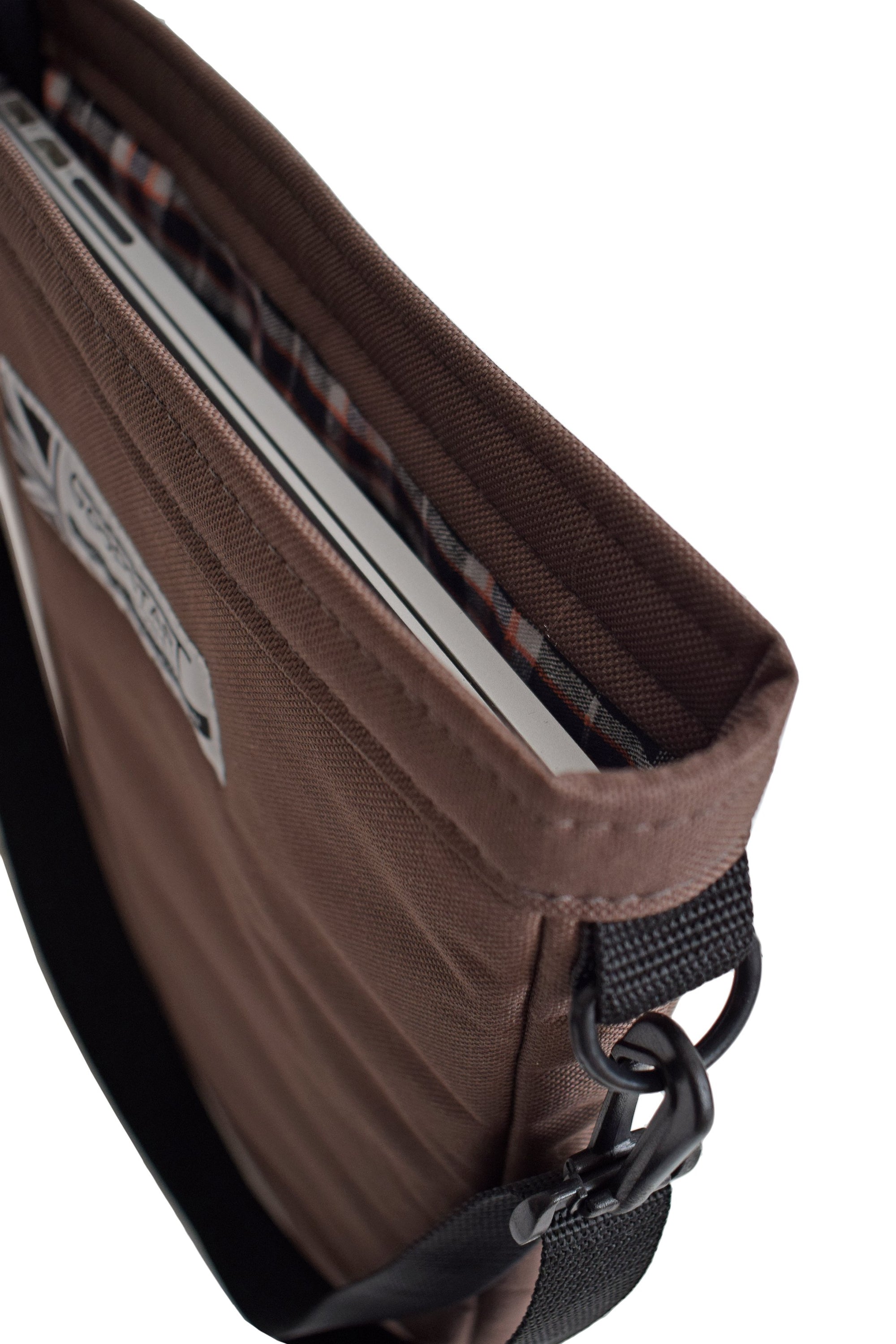 Brown Laptop Carry Case designed for 15.6-inch laptops with a protective tablet pouch.