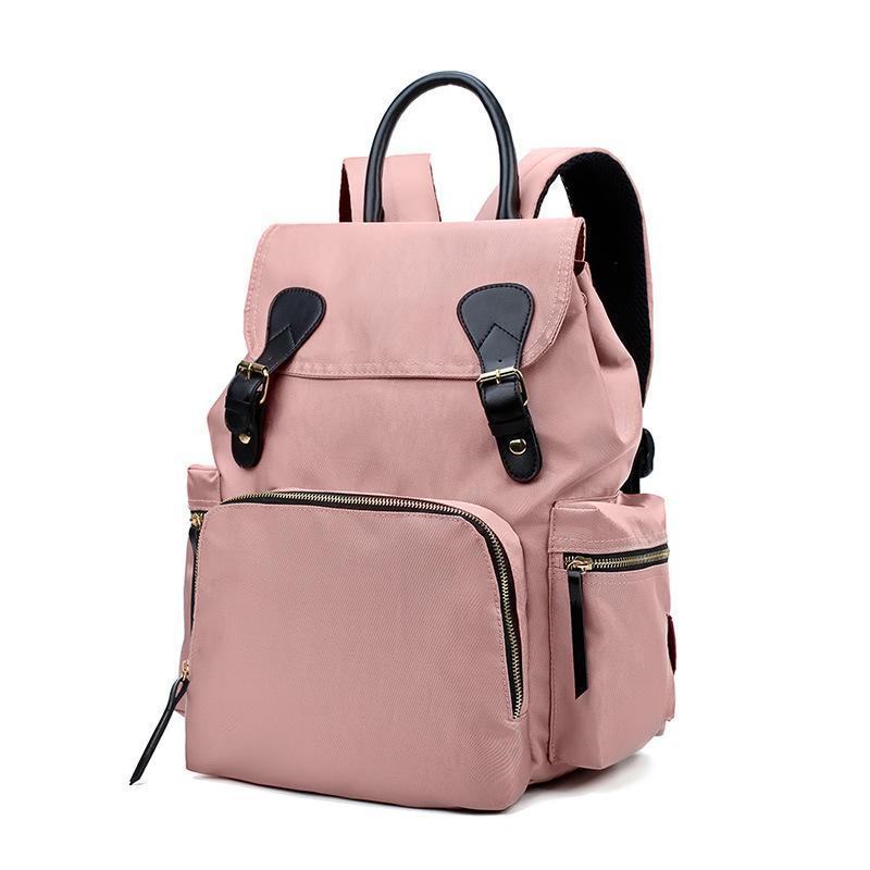 Large Capacity Multi-function Women's Backpack in candy color, made of waterproof nylon, featuring a soft handle and spacious design.
