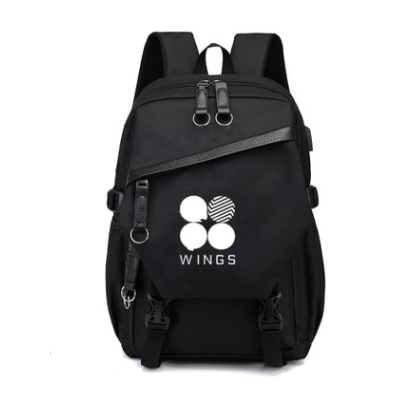 A stylish canvas travel backpack designed for male and female students, featuring a gradient pattern and multiple pockets for organization.