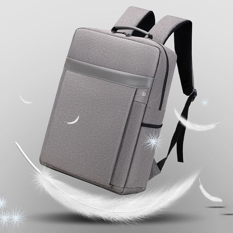 A multifunctional man backpack made of waterproof Oxford cloth, featuring USB charging port and multiple pockets for organization.