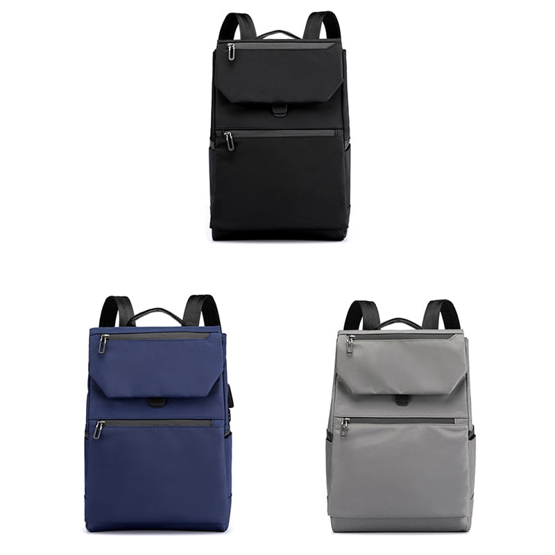 Men's multifunctional waterproof backpack made of Oxford cloth, featuring multiple pockets and a sleek design, ideal for business and casual use.