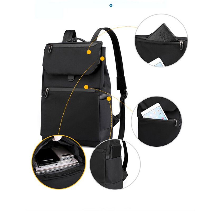 Men's multifunctional waterproof backpack made of Oxford cloth, featuring multiple pockets and a sleek design, ideal for business and casual use.