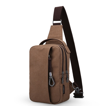 Men's Canvas Crossbody Bag designed for hiking, featuring adjustable strap and durable fabric.