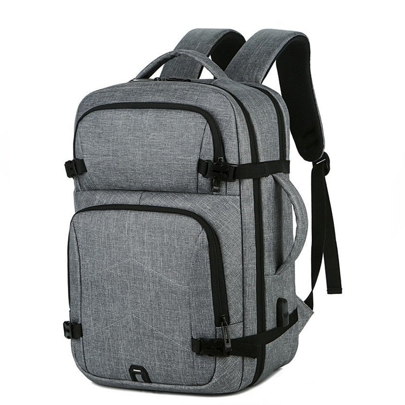 Mens Casual USB Charging Luxury Laptop Backpack in waterproof material, featuring USB port and spacious compartments.