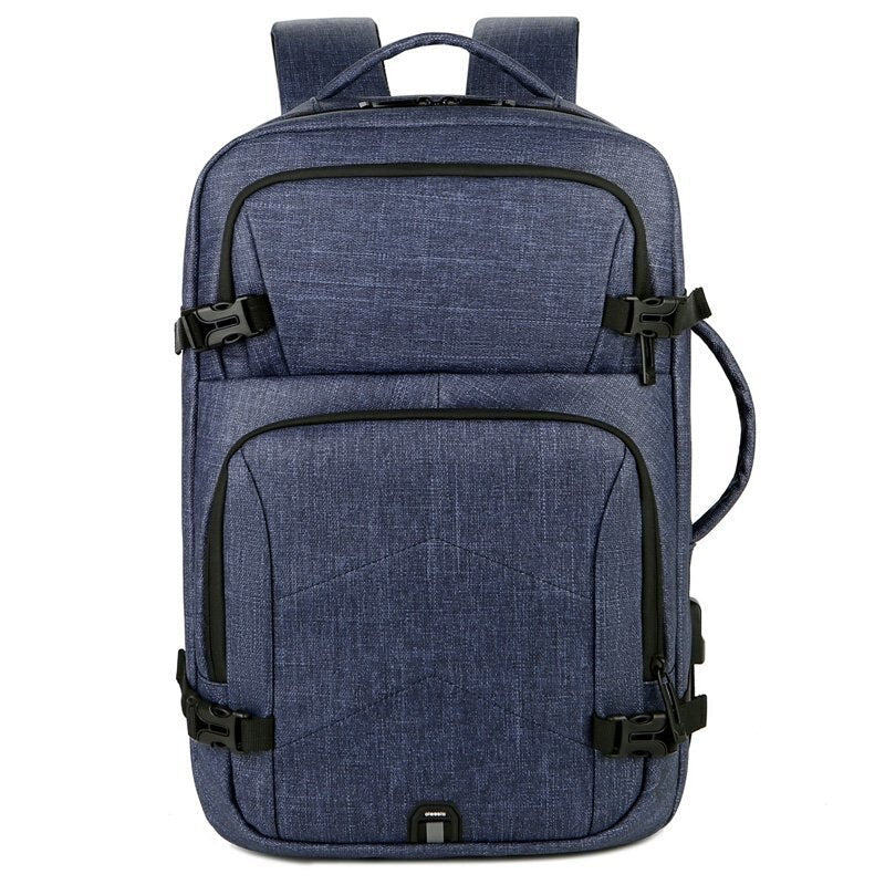 Mens Casual USB Charging Luxury Laptop Backpack in waterproof material, featuring USB port and spacious compartments.