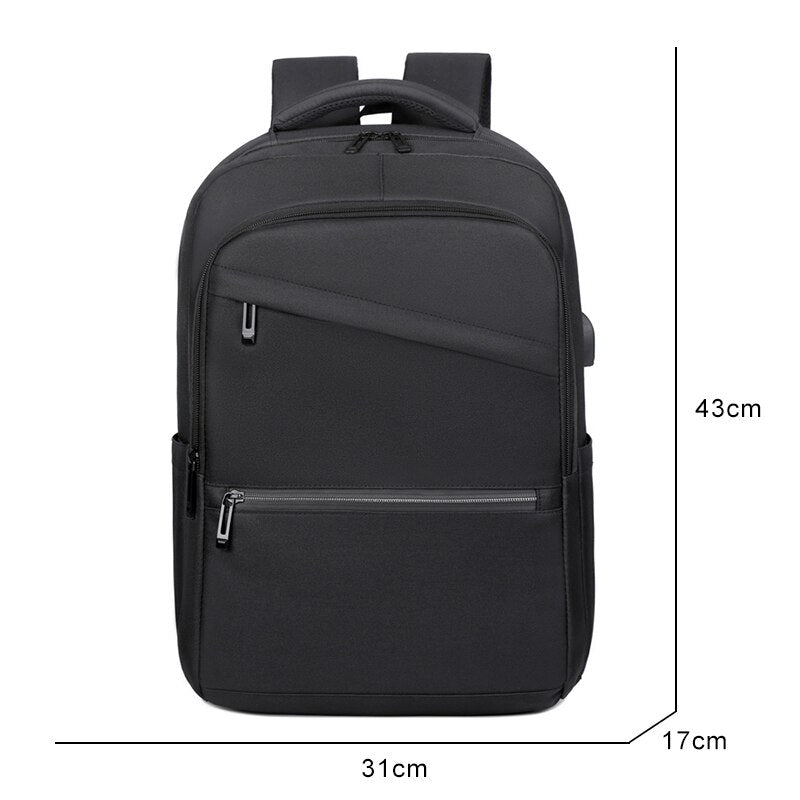Men's Fashion Backpack made of waterproof Oxford cloth, featuring multiple compartments and S-shaped shoulder straps for comfort.