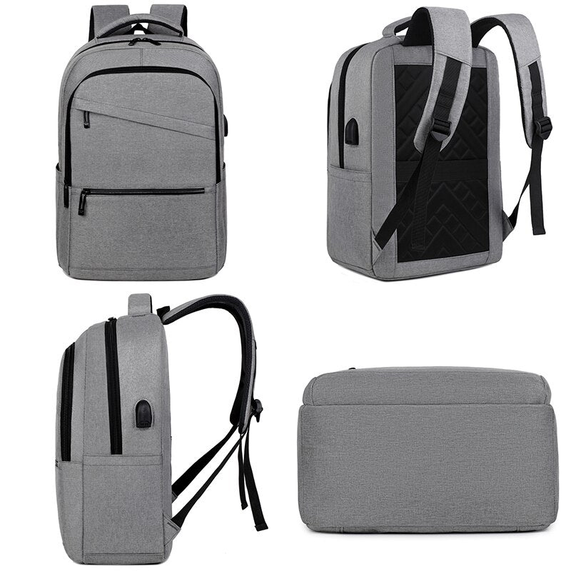 Men's Fashion Backpack made of waterproof Oxford cloth, featuring multiple compartments and S-shaped shoulder straps for comfort.