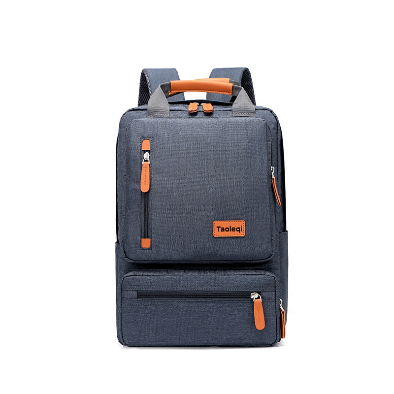 Men's Leisure Lightweight Business Computer Backpack in Oxford cloth, featuring a sleek design with multiple compartments and a telescopic handle.