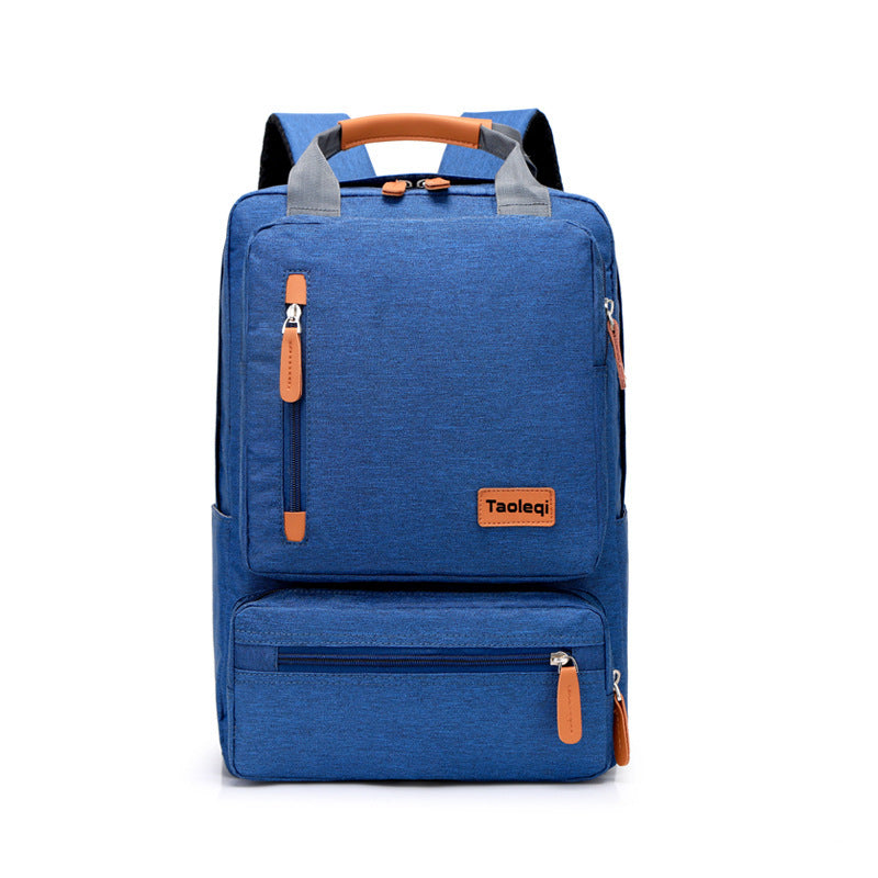 Men's Leisure Lightweight Business Computer Backpack in Oxford cloth, featuring a sleek design with multiple compartments and a telescopic handle.