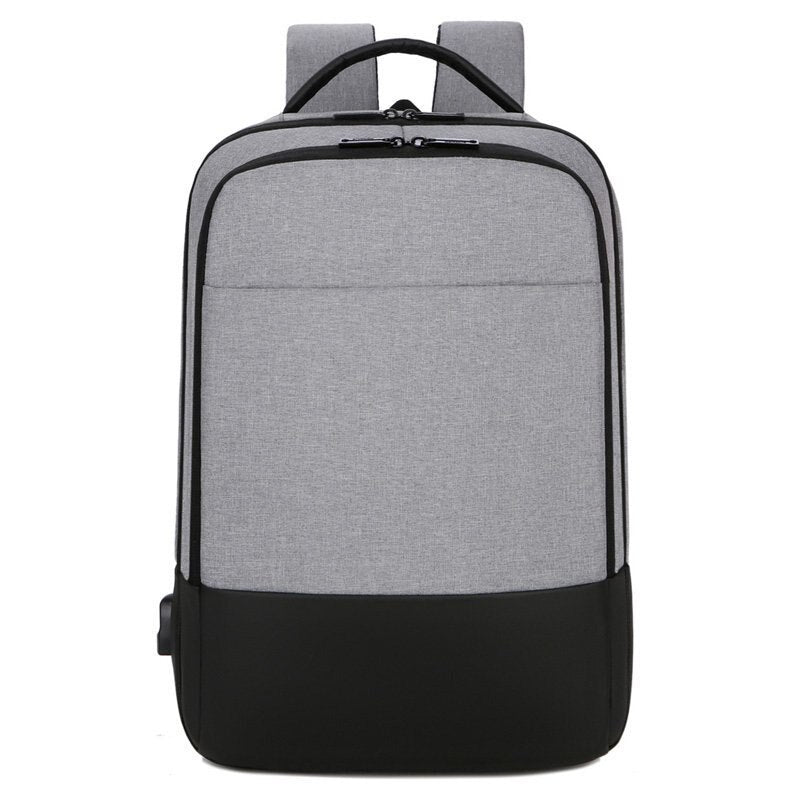 Mens multifunctional waterproof notebook backpack with USB charging port, made from durable Oxford material, featuring multiple pockets and a sleek design.