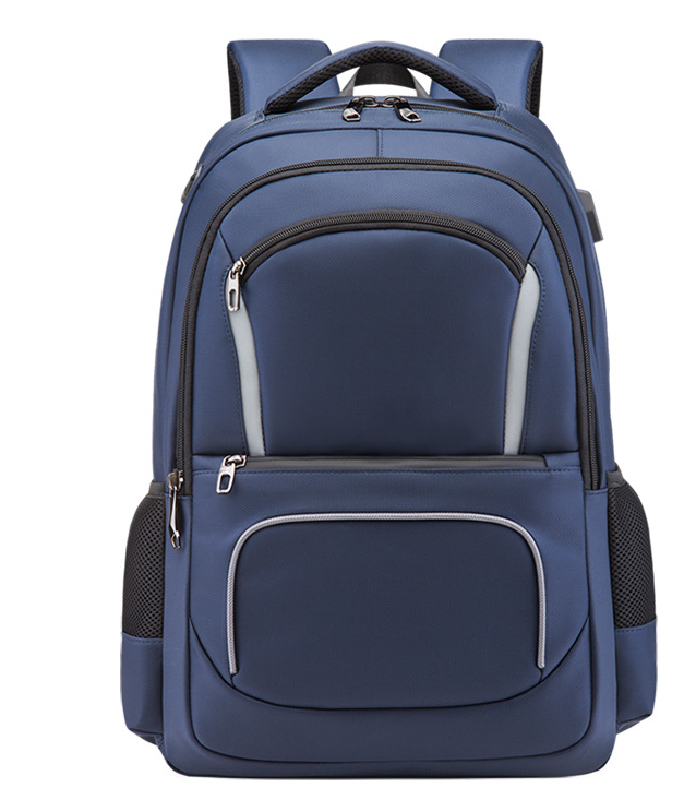 Men's Oxford Cloth Large Capacity Laptop Backpack in solid color, showcasing its spacious compartments and durable design.