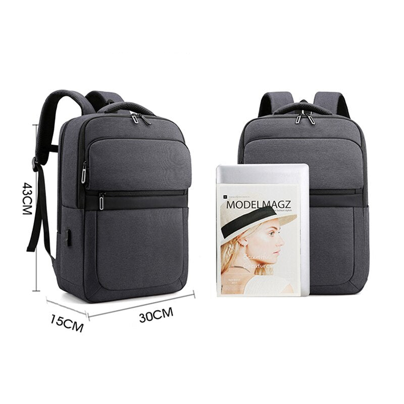 Mens Urban USB Charging Luxury Waterproof Laptop Backpack in black nylon with multiple compartments and USB charging port.