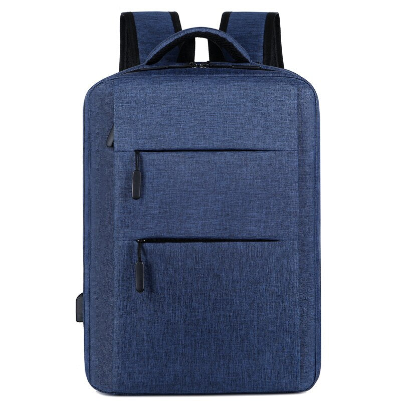 Mens Waterproof Oxford Cloth Multifunctional Laptop Rucksack featuring multiple pockets and a sleek design, ideal for business and travel.