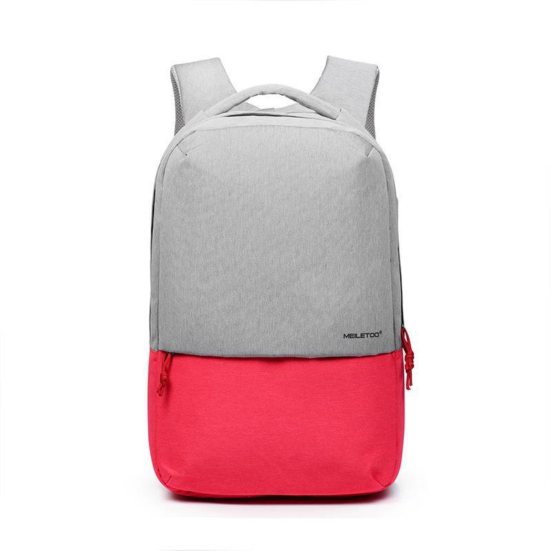Multi Function Contrast Color Casual Laptop Backpack showcasing its stylish design and multiple compartments for organization.