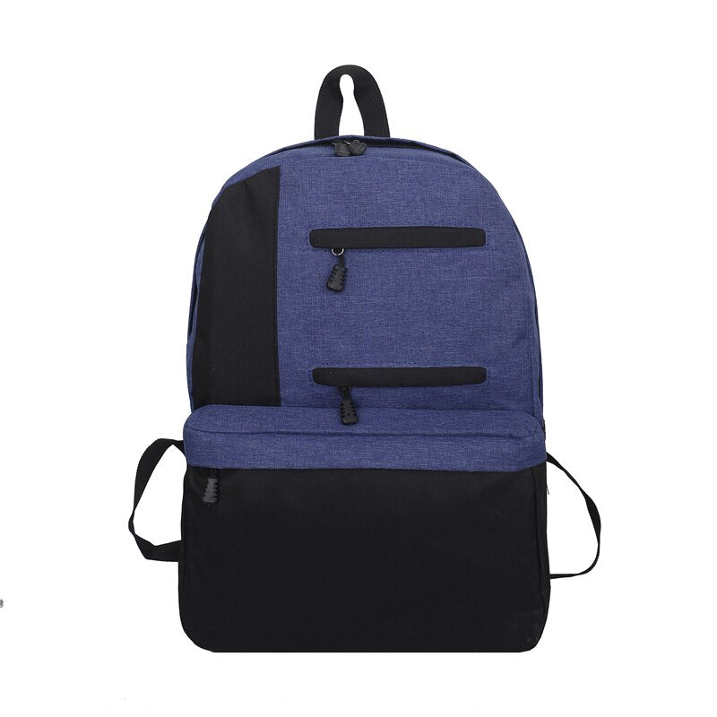 Multifunction Casual Male Business Portable Laptop Rucksack in stylish patchwork design, made of durable nylon with multiple compartments.