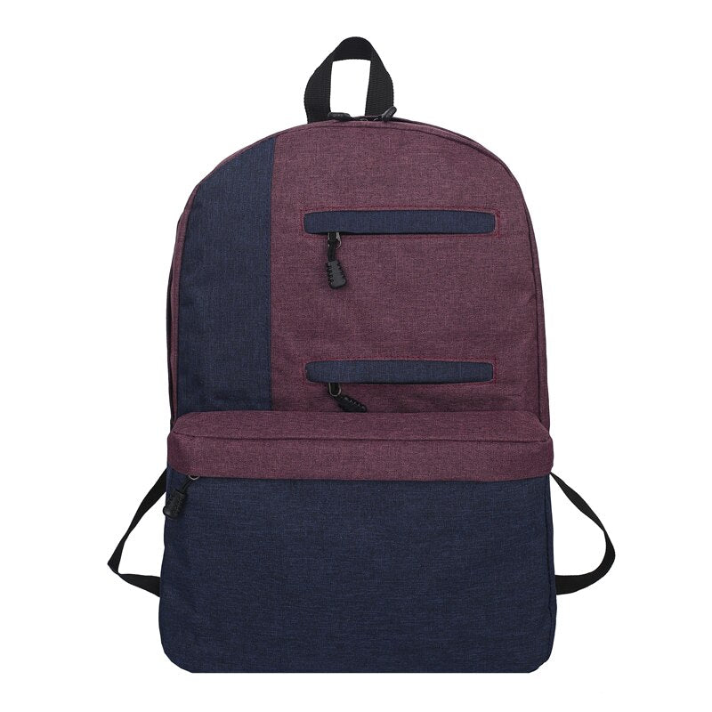 Multifunction Casual Male Business Portable Laptop Rucksack in stylish patchwork design, made of durable nylon with multiple compartments.