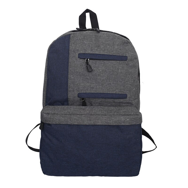 Multifunction Casual Male Business Portable Laptop Rucksack in stylish patchwork design, made of durable nylon with multiple compartments.