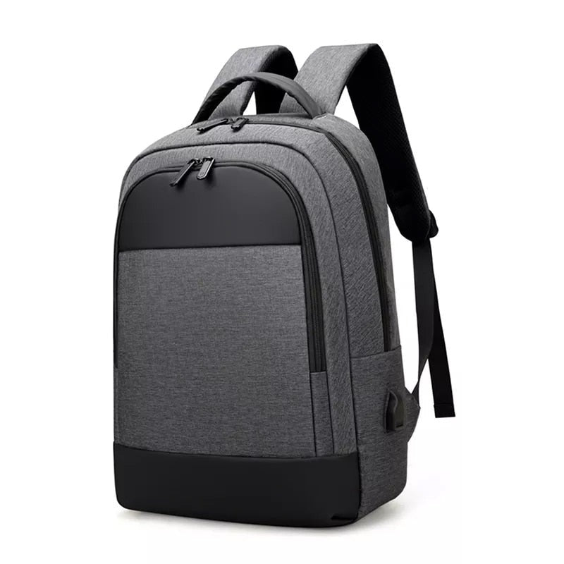 Multifunctional business waterproof Oxford cloth backpack designed for laptops, featuring USB charging port and multiple interior pockets.
