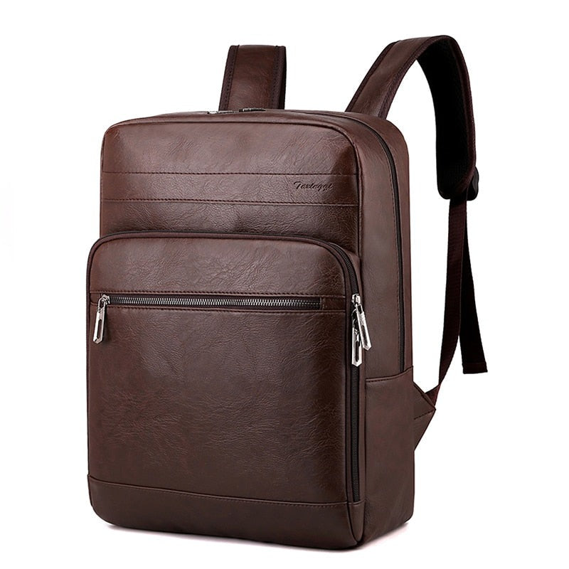 Main Multifunctional Men's High-quality PU Leather Laptop Backpack image