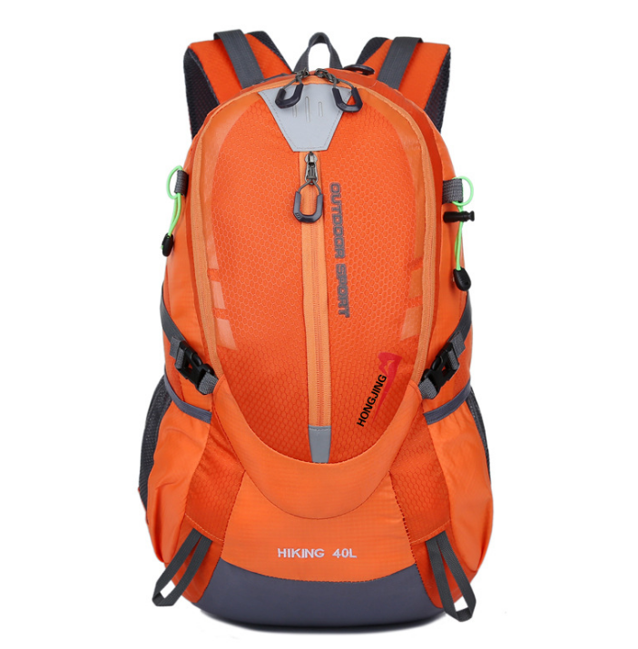 Nylon Mountaineering Outdoor Travel Backpack in a vibrant color, showcasing its spacious design and durable straps, perfect for hiking and outdoor adventures.