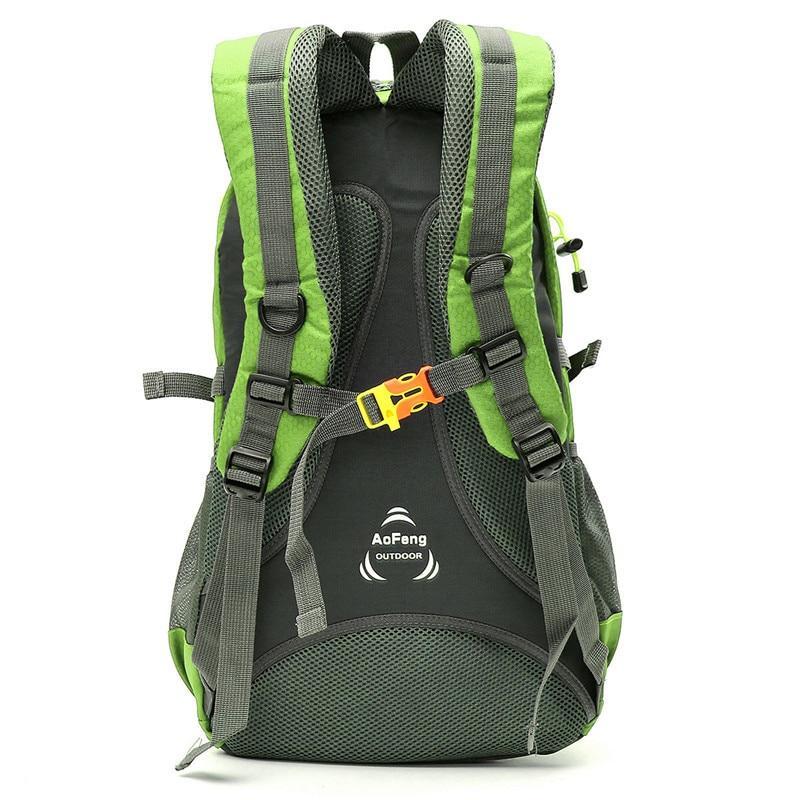 Nylon Mountaineering Outdoor Travel Backpack in a vibrant color, showcasing its spacious design and durable straps, perfect for hiking and outdoor adventures.