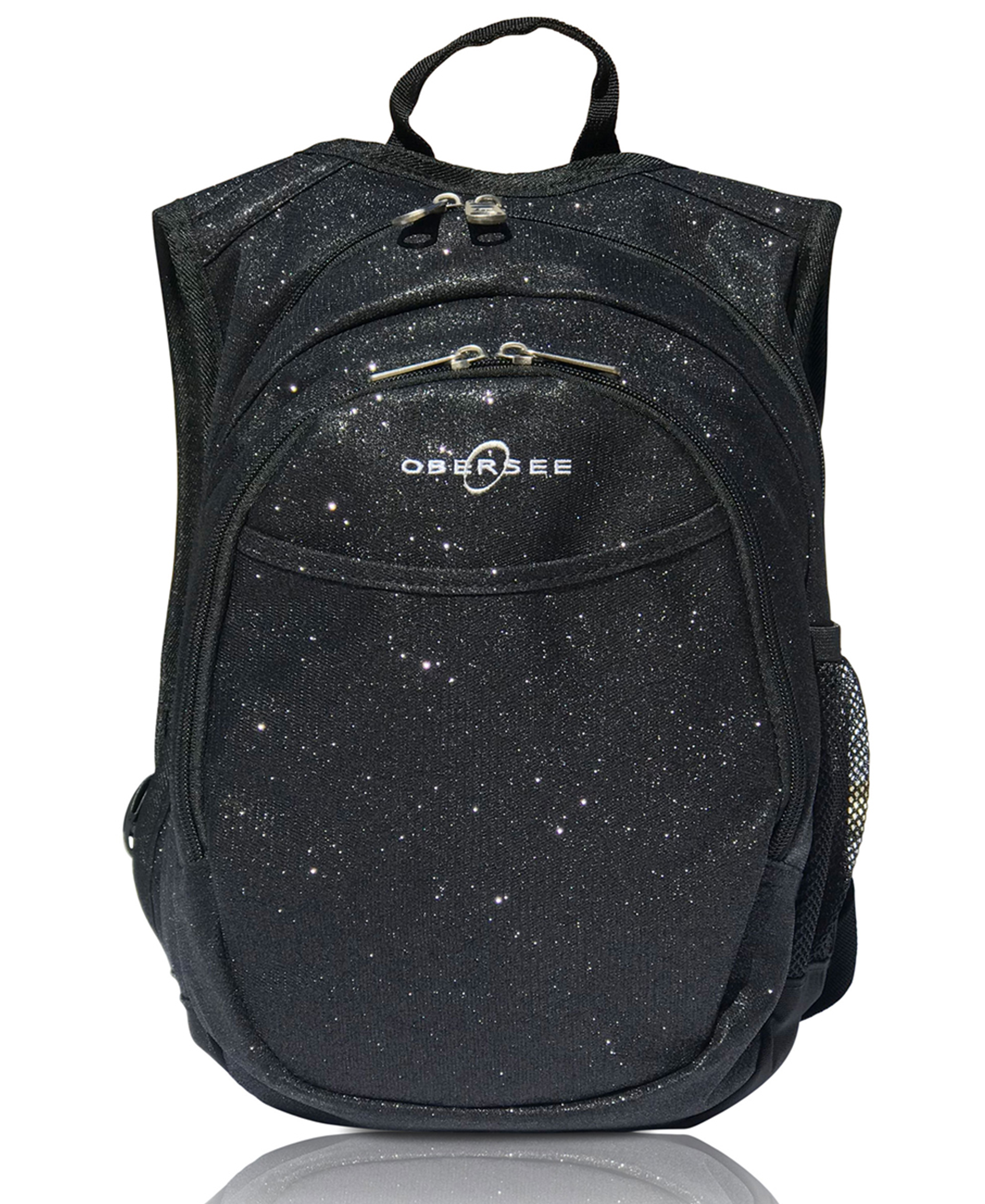 Obersee Mini Preschool Backpack for Girls featuring a sparkle design, insulated cooler pocket, and padded straps, perfect for toddlers and kids.