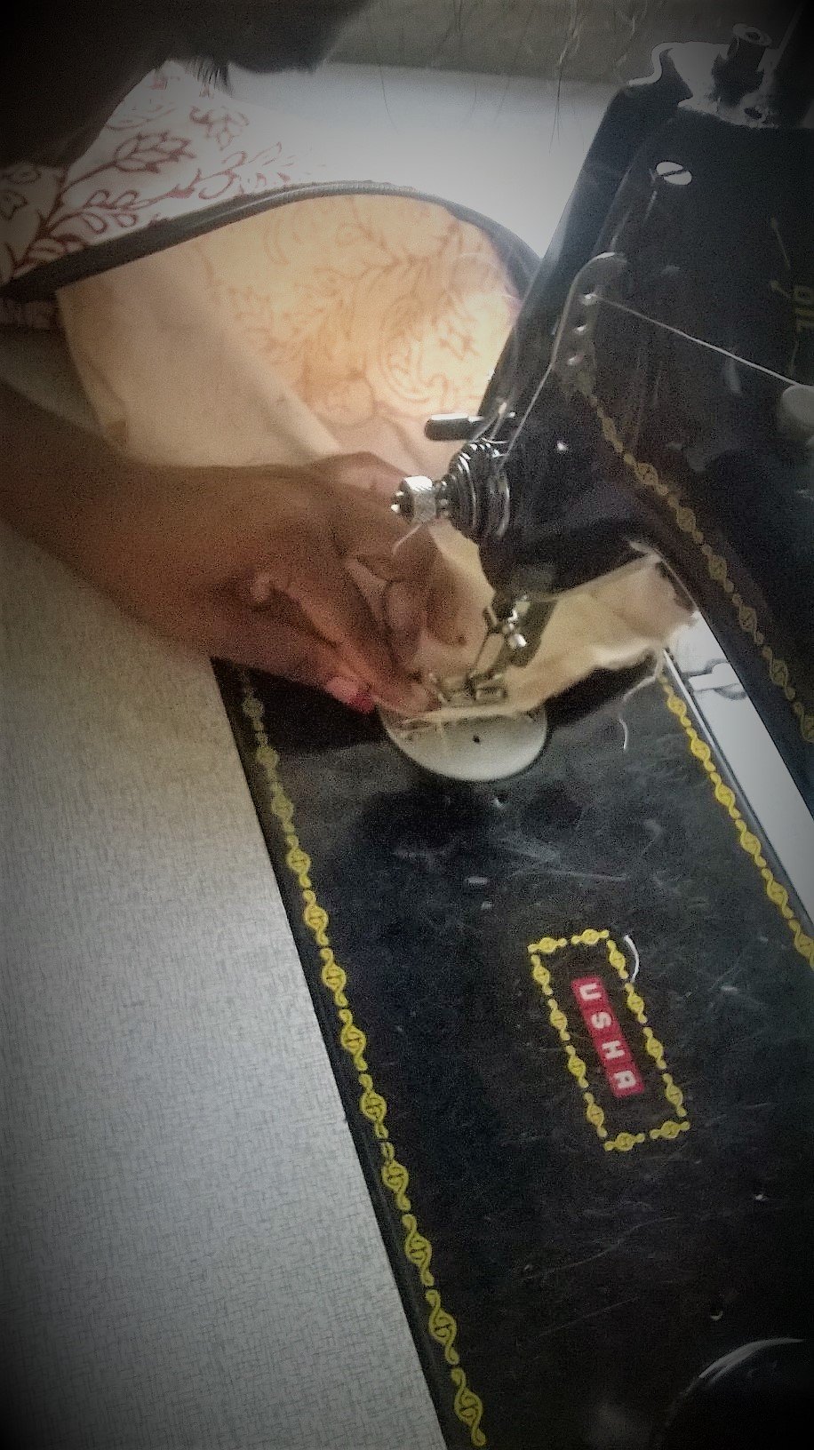 OMsutra Nari Shakti Yoga Rug Bag featuring floral motifs and OM symbols, handcrafted by women survivors.