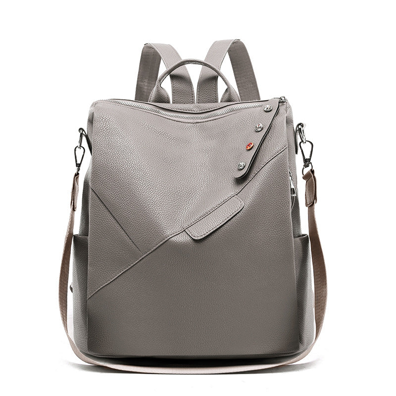 Main PU Soft Leather College Style Female Backpack image