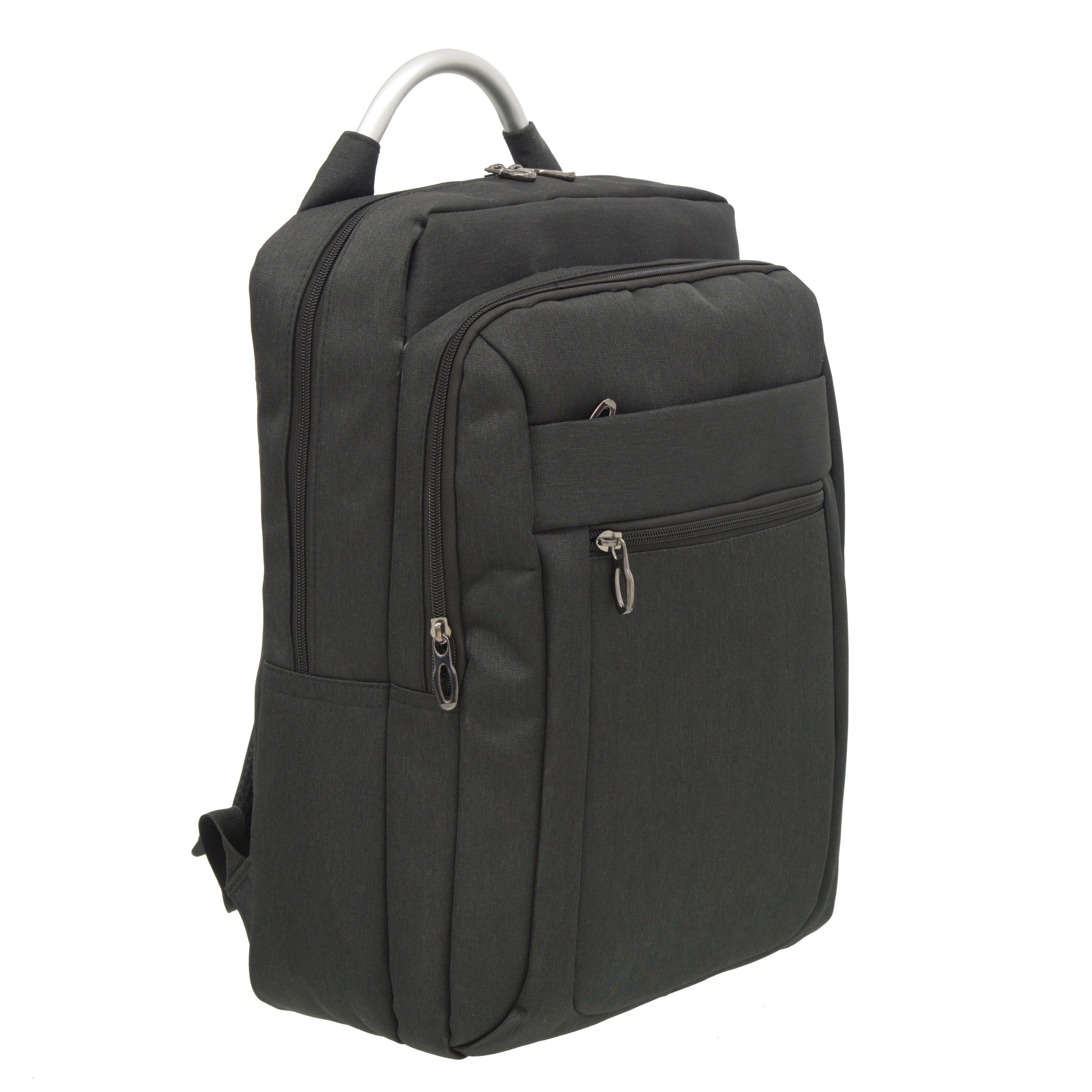Rectangular Multi Pocket Backpack with USB ports, featuring multiple compartments and padded straps for comfort.