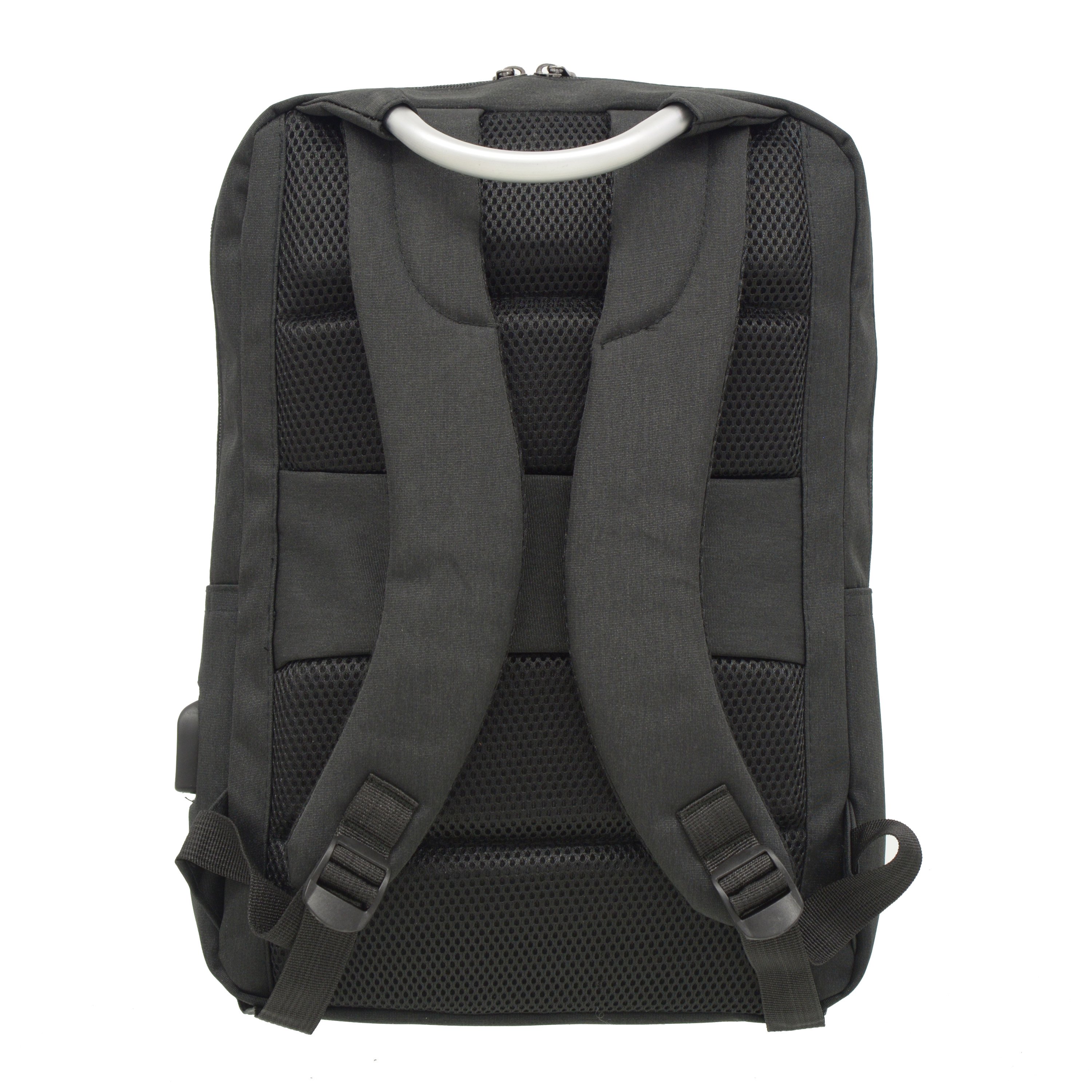 Rectangular Multi Pocket Backpack with USB ports, featuring multiple compartments and padded straps for comfort.