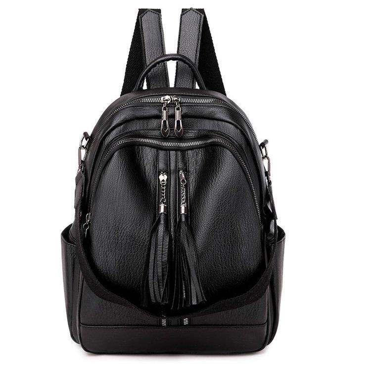 A stylish Simple Casual Multifunctional Backpack for Women made of soft leather fabric, featuring multiple compartments and a sleek design.