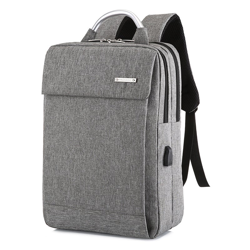 Solid Color Oxford Cloth Backpack featuring a zipper closure, double straps, and a hard handle, designed for casual use.