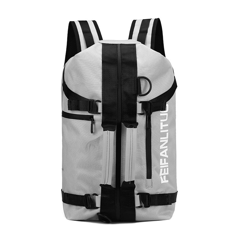 Unisex Sports Gym Men's Fitness Backpack made of water-resistant oxford cloth, featuring multiple pockets and a stylish design.