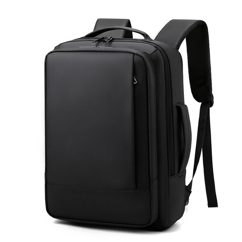 USB Charging Multifunctional Nylon Business Backpack in solid black, showcasing its sleek design and multiple pockets.