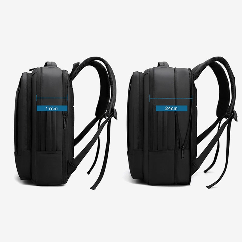 USB Charging Multifunctional Nylon Business Backpack in solid black, showcasing its sleek design and multiple pockets.